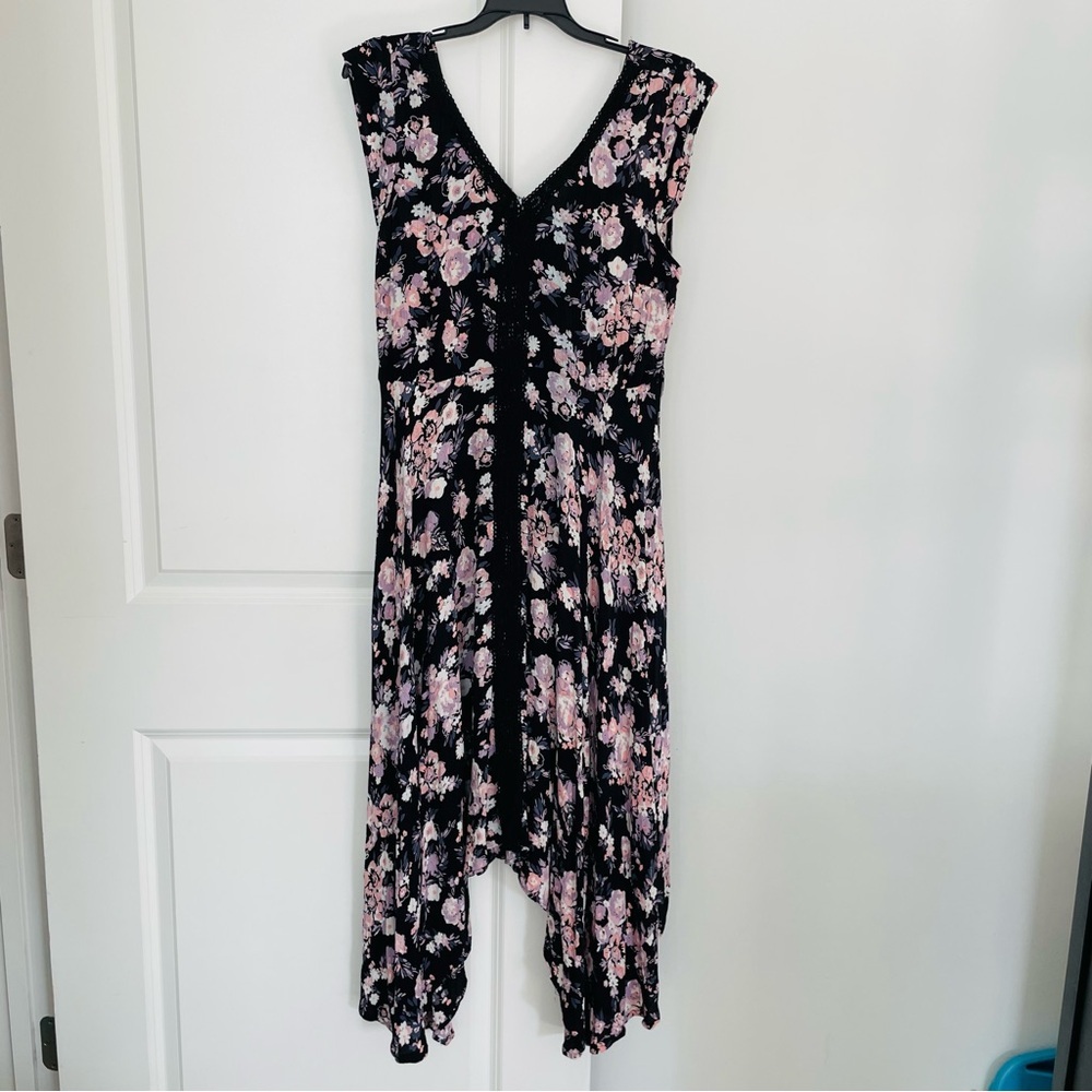 Lola P. Black Lace Floral High Low Maxi Dress Size S
